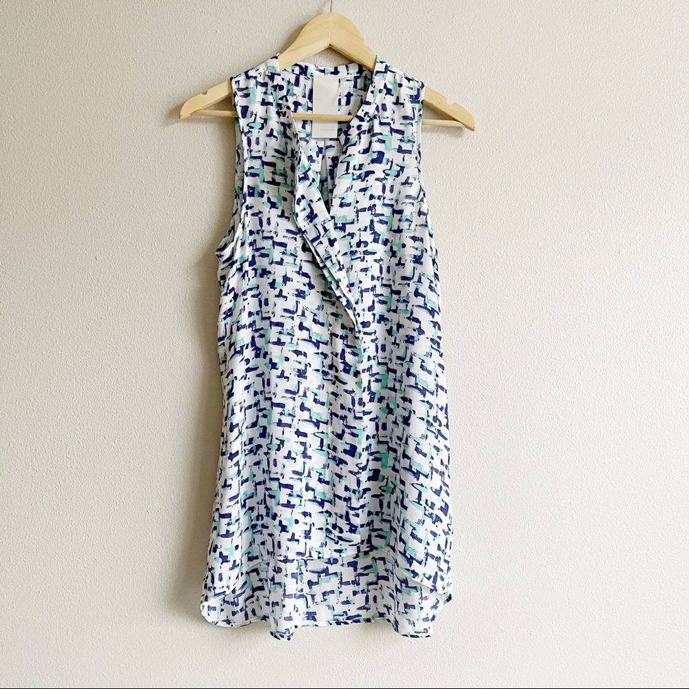 Heather 100% Silk Patterned Sleeveless Top
